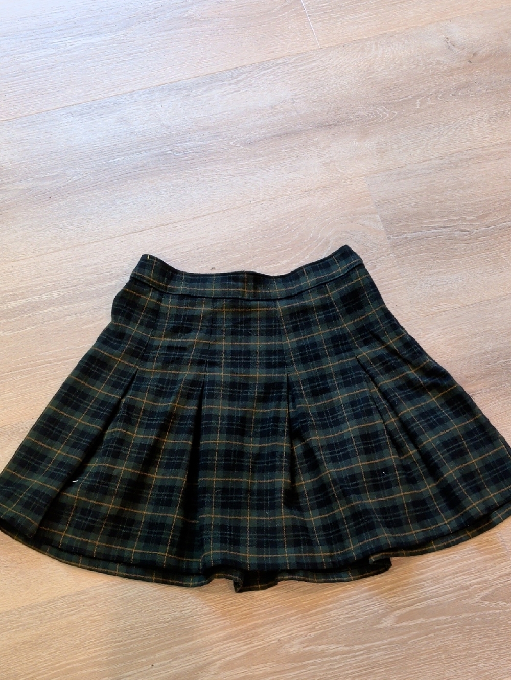 Hollister Pleated Green Plaid Skirt
